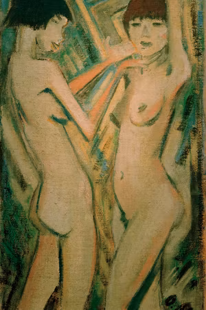 Premium canvastavla - Otto Mueller Two Girls