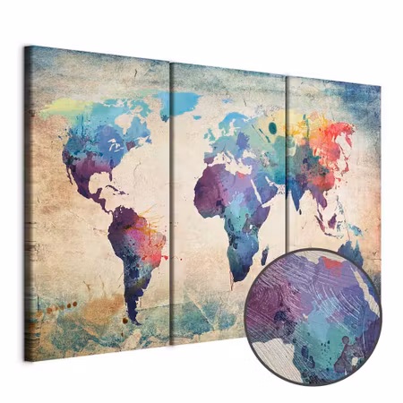 Premium canvastavla - Rainbow Map Triptych