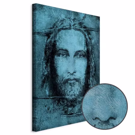 Premium canvastavla - Shroud of Turin in Turqoise