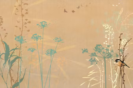 Premium canvastavla - Tiny Bird - Colorful Grasses