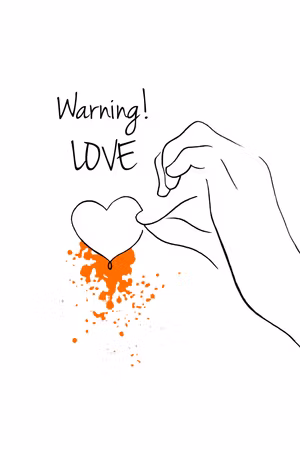 Premium canvastavla - Warning Love Part Vertical