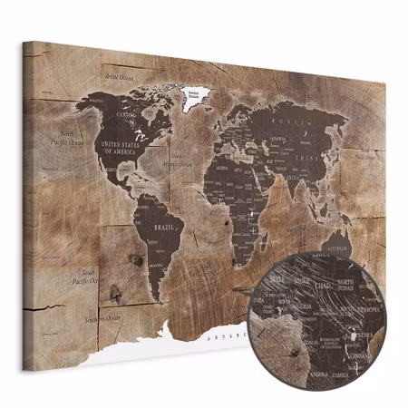 Premium canvastavla - World Map Wooden Mosaic