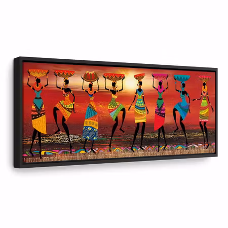 Canvastavla med ram - African women dancing