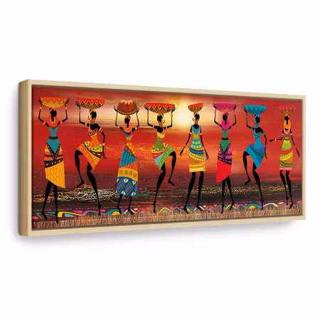 Canvastavla med ram - African women dancing
