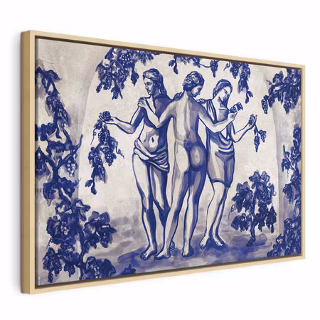 Canvastavla med ram - Ancient vineyard three women