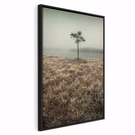 Canvastavla med ram - At the lake shore vertical
