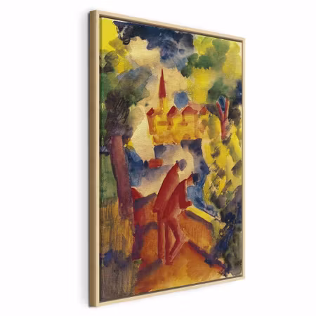 Canvastavla med ram - August macke men on the road