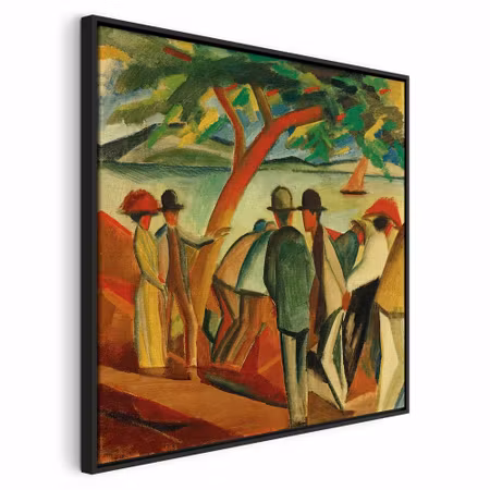 Canvastavla med ram - August macke spaziergänger