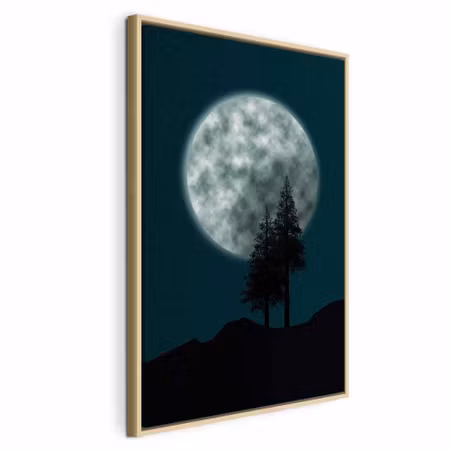 Canvastavla med ram - Beautiful full moon vertical