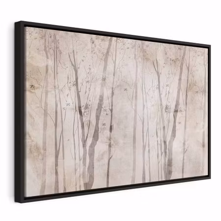 Canvastavla med ram - Beige forest of thoughts