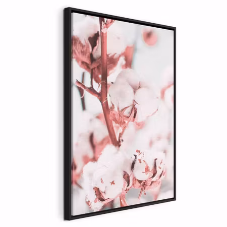 Canvastavla med ram - Blooming cotton vertical