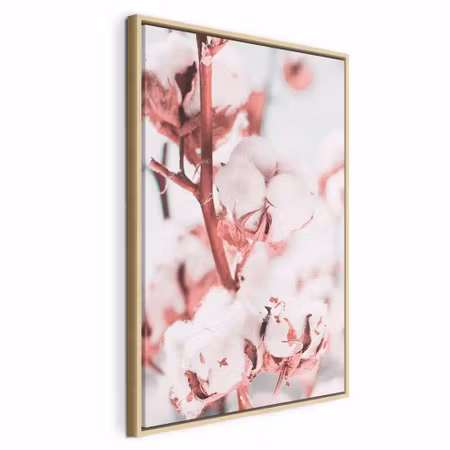 Canvastavla med ram - Blooming cotton vertical