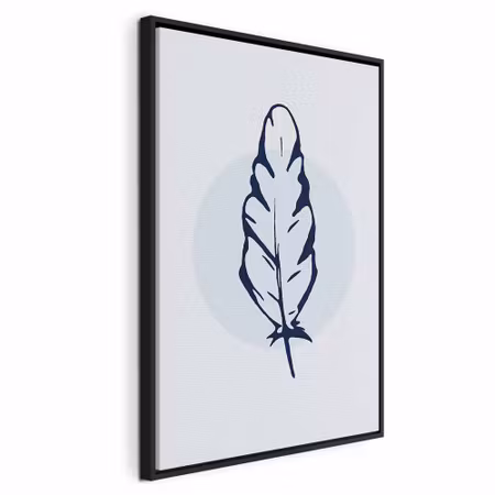 Canvastavla med ram - Blue feather vertical