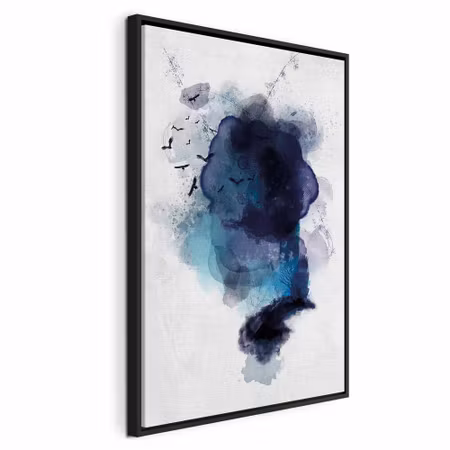 Canvastavla med ram - Blue memory vertical