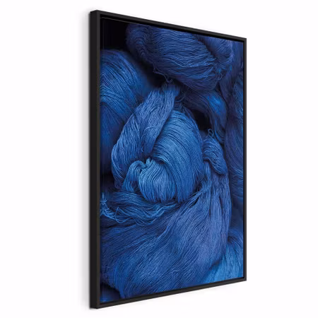 Canvastavla med ram - Blue worsted vertical