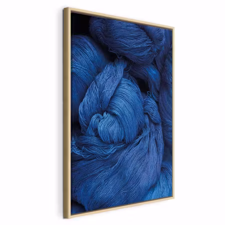 Canvastavla med ram - Blue worsted vertical