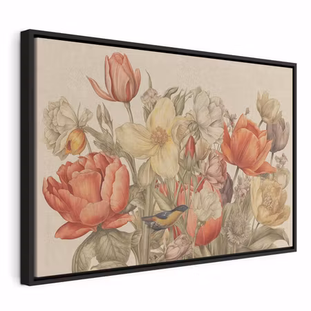 Canvastavla med ram - Bouquet of flowers on a