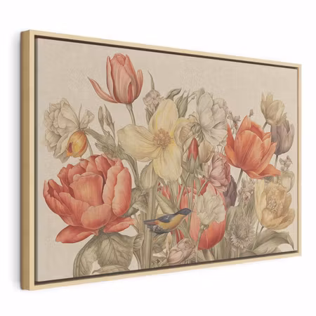 Canvastavla med ram - Bouquet of flowers on a