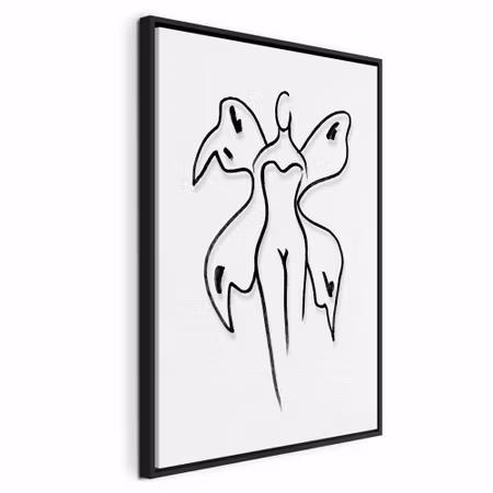 Canvastavla med ram - Butterfly woman vertical