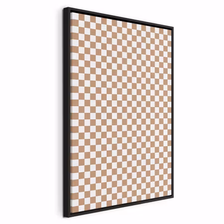 Canvastavla med ram - Checkerboard pattern brown