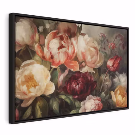 Canvastavla med ram - Charismatic peonies