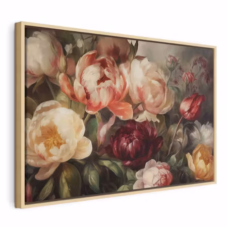 Canvastavla med ram - Charismatic peonies