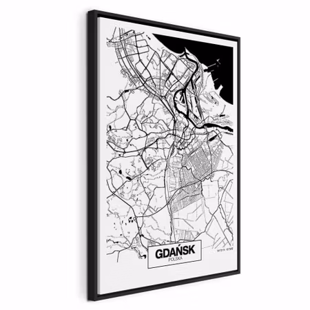 Canvastavla med ram - City plan gdansk vertical