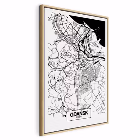 Canvastavla med ram - City plan gdansk vertical