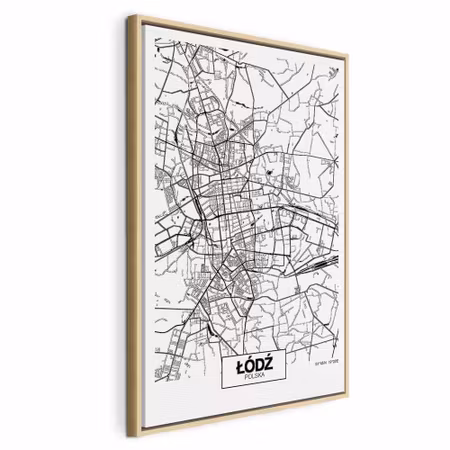 Canvastavla med ram - City plan lodz vertical