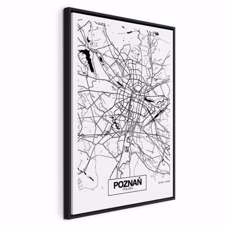 Canvastavla med ram - City plan poznan vertical