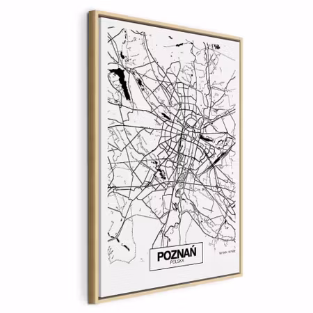 Canvastavla med ram - City plan poznan vertical