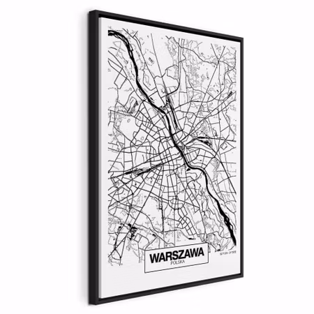 Canvastavla med ram - City plan warszawa vertical