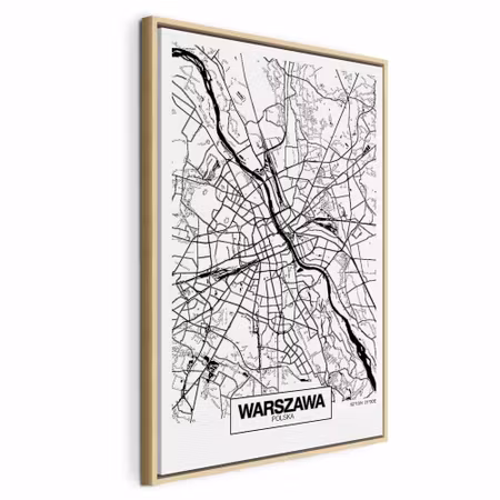 Canvastavla med ram - City plan warszawa vertical