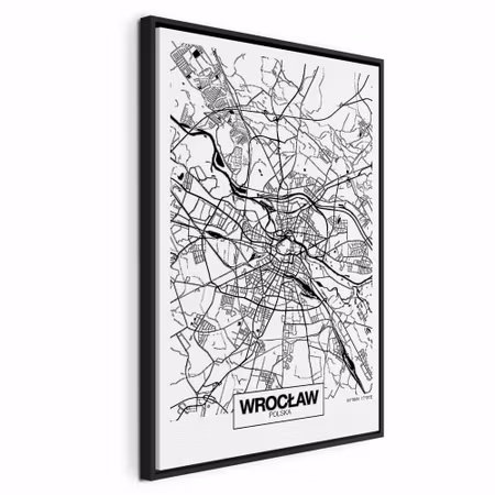 Canvastavla med ram - City plan wroclaw vertical