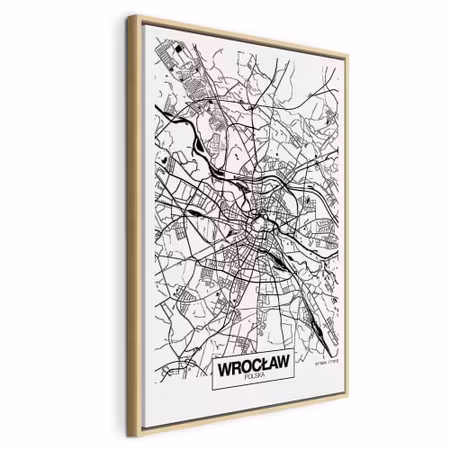 Canvastavla med ram - City plan wroclaw vertical