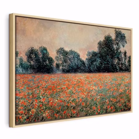 Canvastavla med ram - Claude monet field with wild