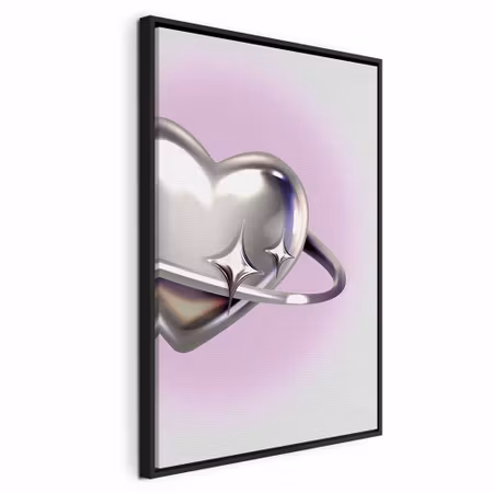Canvastavla med ram - Cosmic heart silver heart