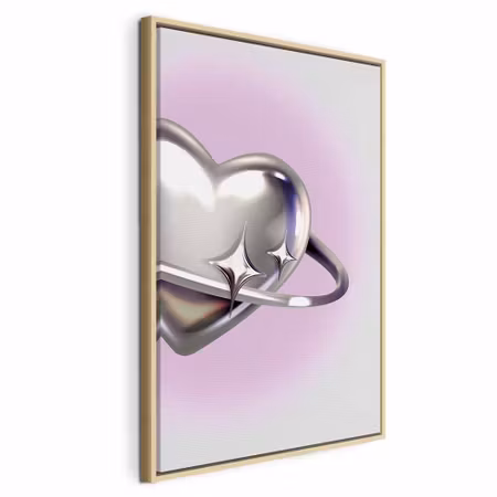 Canvastavla med ram - Cosmic heart silver heart