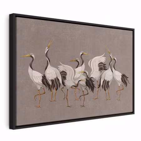 Canvastavla med ram - Crane dance bright