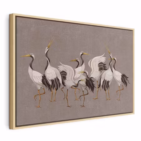 Canvastavla med ram - Crane dance bright