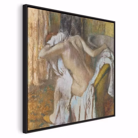 Canvastavla med ram - Edgar degas woman drying