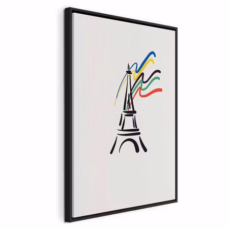 Canvastavla med ram - Eiffel tower and colorful