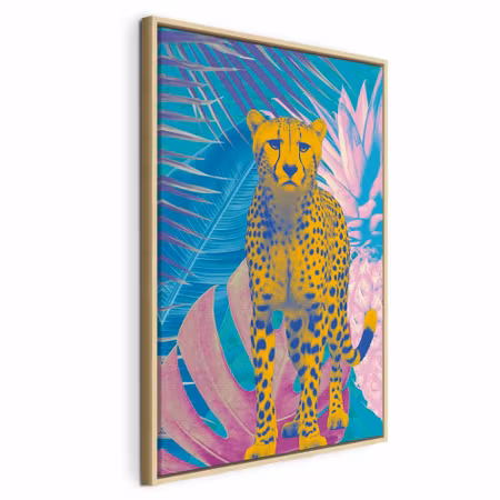 Canvastavla med ram - Exotic leopard colorful