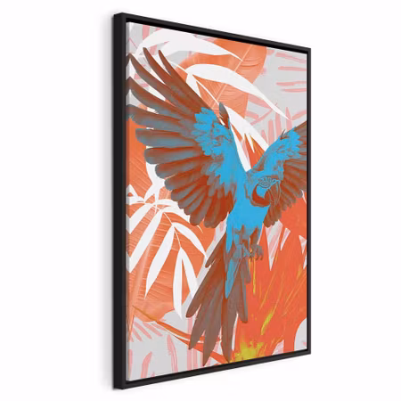 Canvastavla med ram - Exotic wings parrot among
