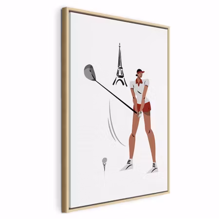 Canvastavla med ram - Female golfer with the