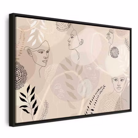 Canvastavla med ram - Feminine line art
