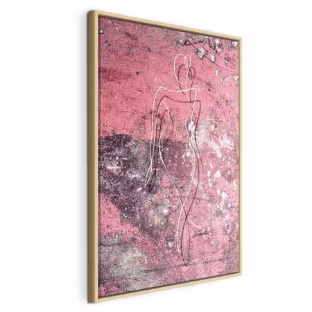 Canvastavla med ram - Figure on pink background