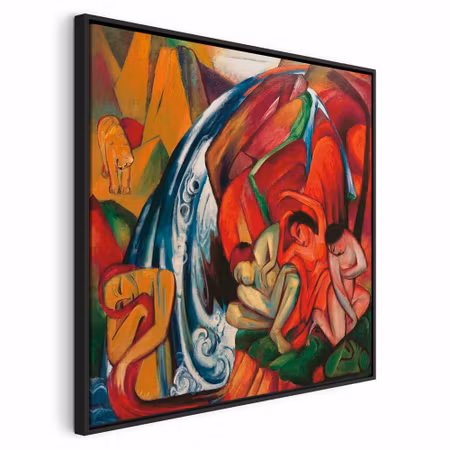 Canvastavla med ram - Franz marc the waterfall