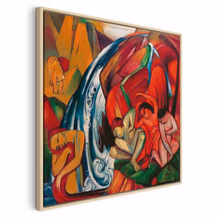 Canvastavla med ram - Franz marc the waterfall