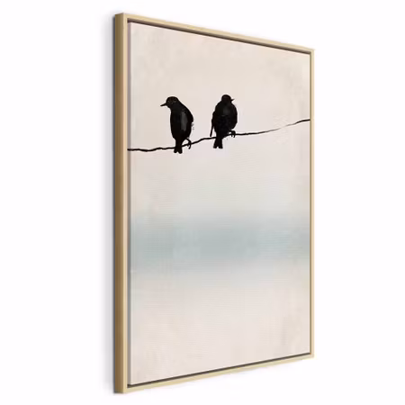 Canvastavla med ram - Frozen sparrows vertical